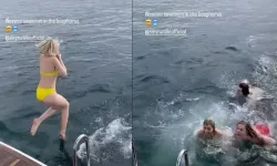 Aleyna Tilki Boğaz’ın serin sulara atladı, sarı bikinisiyle adeta nefesleri kesti