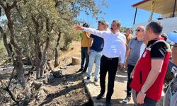 Yarbaşı Belediye Başkanı Ökkeş Aksoy ve Tarım Müdürü Fevzi Soner Çerçi Yangın Sonrası Olay Yerinde İncelemelerde Bulundu