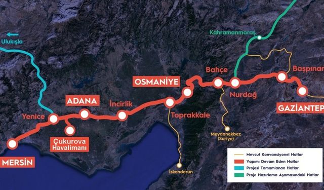 Mersin, Gaziantep ve Osmaniye'yi Birleştiren Dev Proje! Hızlı Tren Hattı Onaylandı