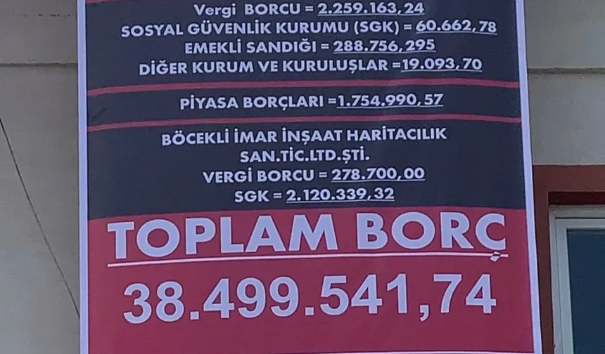 Osmaniye'nin Düziçi İlçesi Böcekli Belde Belediyesi'nde Dev Borç Afişi Asıldı