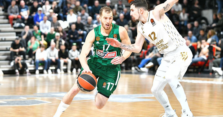 9E219319 Matt Thomas Dribbles Around Nando De Colo Panathinaikos At Asvel Euroleague