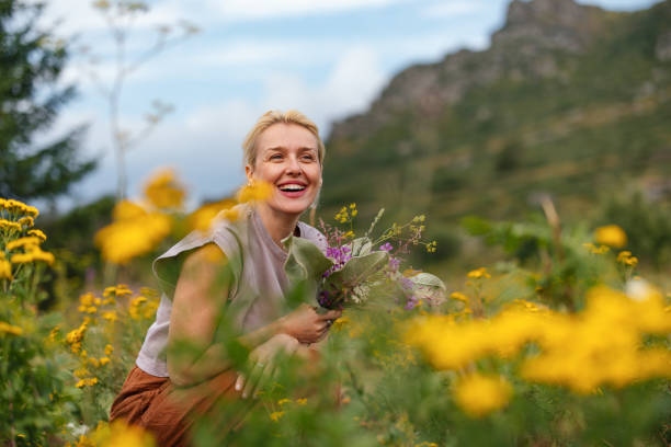 Joyful Woman Enjoying Nature In