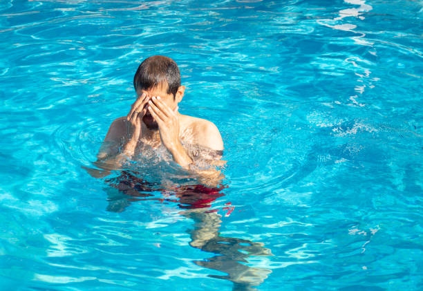 Man With Sore Eyes At The Swimmi