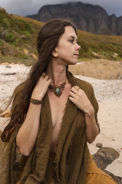 Model Looking Out At The Beach