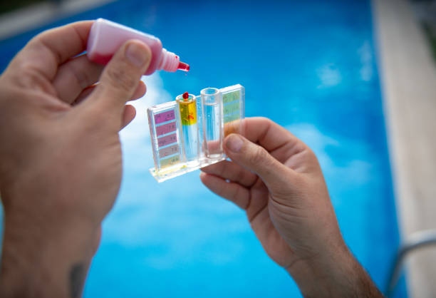 Pool Testing Kit Being Used In A