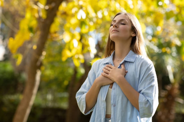 Woman With Closed Eyes Putting H