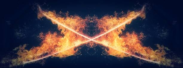 3D Illustration Of Crossed Flame