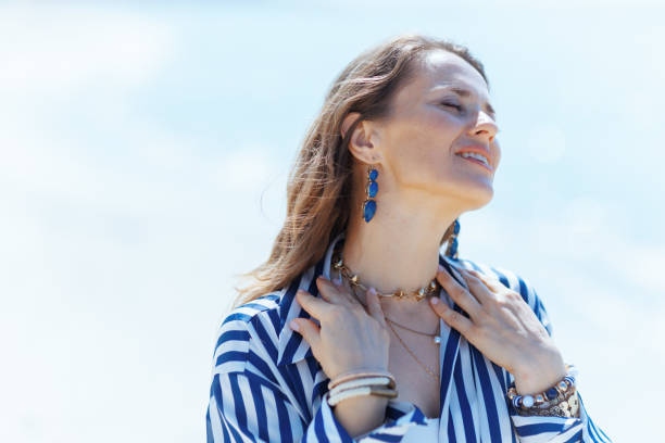 Relaxed Stylish Woman On Ocean C