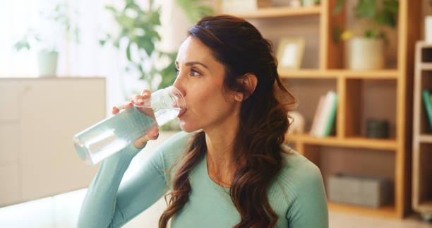 Home Woman And Drinking Water Fo