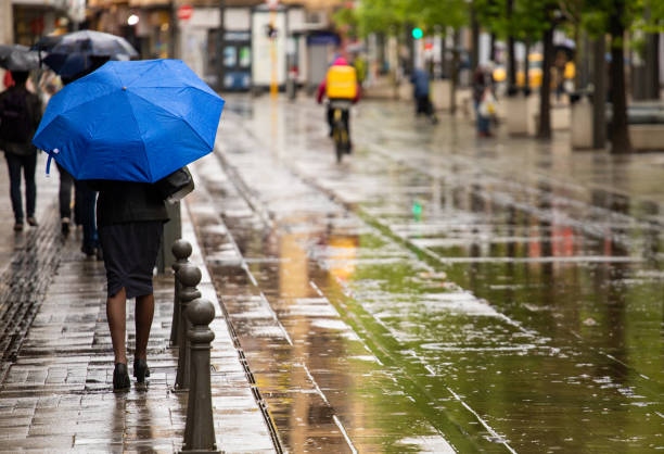 City Life In A Rainy Day