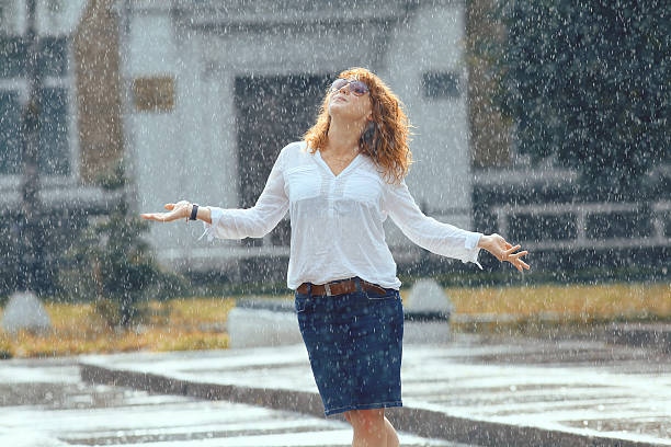 Rain City Happy Girl Jumping In
